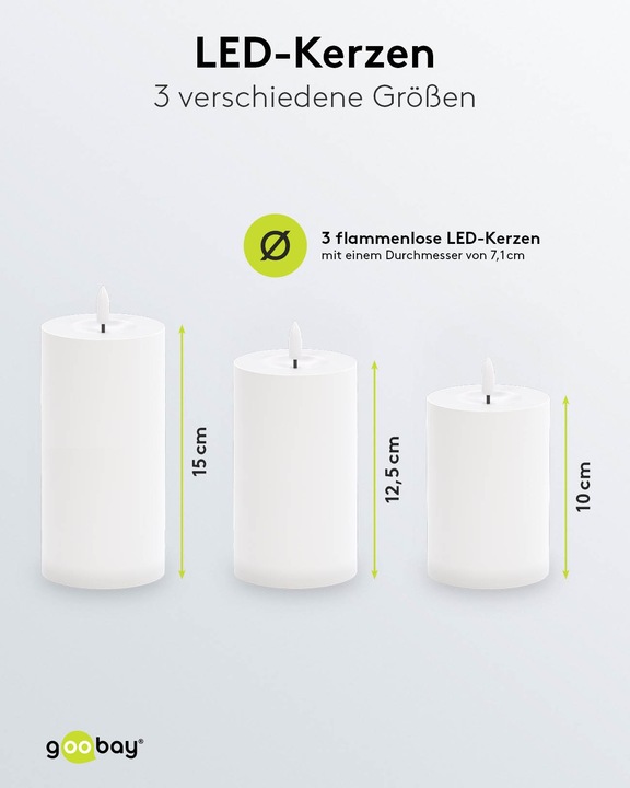 Image du produit Goobay Lot de 3 bougies LED "Outdoor (3 x)
