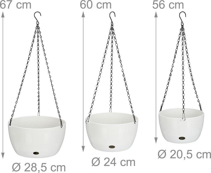 Actual product image Relaxdays 3-piece hanging basket set (28.50 cm)