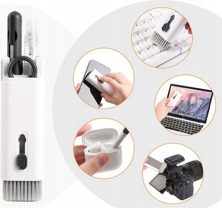 Hurtel Multifunktionales 7-in-1-Reinigungsset für Kopfhörer und Tastatur – Grau