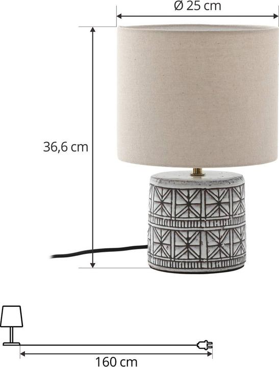 Actual product image Lucande Thalorin table lamp White/Black/Grey (E27)