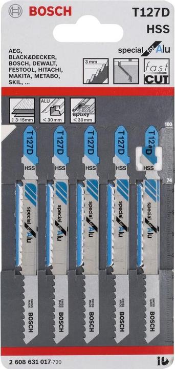 Actual product image Bosch Professional Zubehör PRO Alu T127D jigsaw blade, 100 mm, 5 pcs.