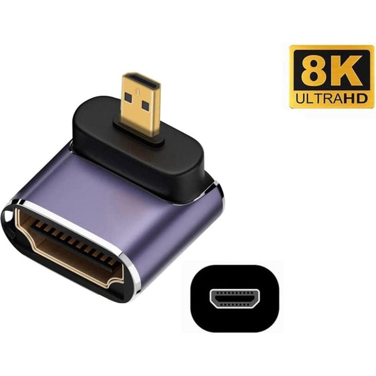 PowerGuard Micro HDMI auf HDMI 2.1 90-Grad Winkel Up Adapter (HDMI), Video Kabel
