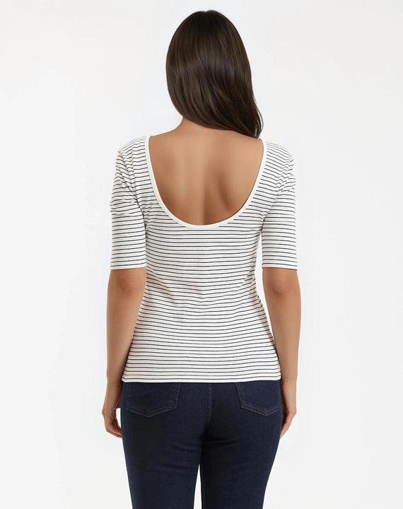 Produktbild La Redoute Collections Gestreiftes T-Shirt mit U-Ausschnitt (L)