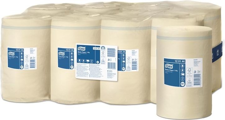 Actual product image Tork Aftørringspapir Basic M1 gul 115m 1-lag - (11 ruller pr. karton)