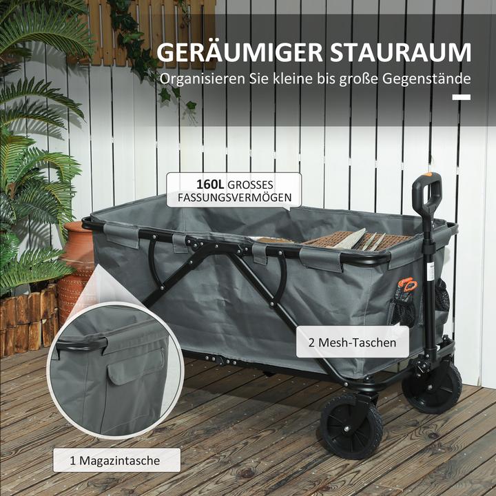 Actual product image Outsunny Gartenwagen Stahl, Polyester Dunkelgrau