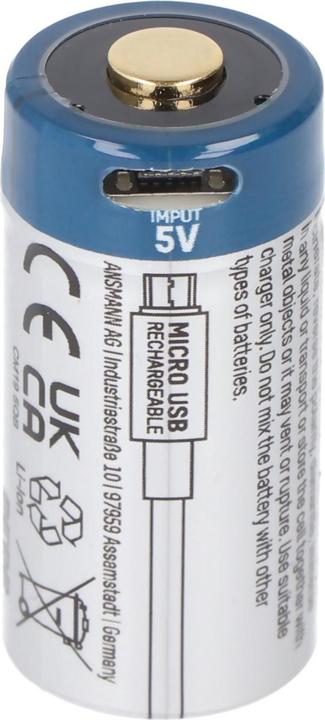 Actual product image Ansmann Akku 16340, RCR123, CR123A mit USB-C Ladebuchse (850 mAh)