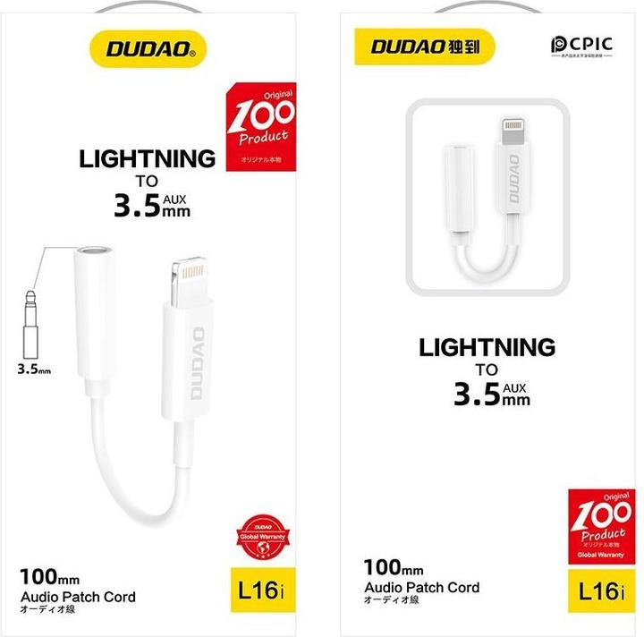 Produktbild Dudao Audio-Adapter Kopfhörer-Adapter von Lightning auf 3,5 mm Mini-Klinke weiss (L16i weiss) (Klinkenadapter)