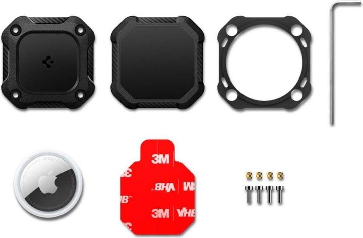 Actual product image Spigen - Tough Armor Holder - Apple AirTag 1 / 2, Waterproof IPX8, 3M Adhesive - Black