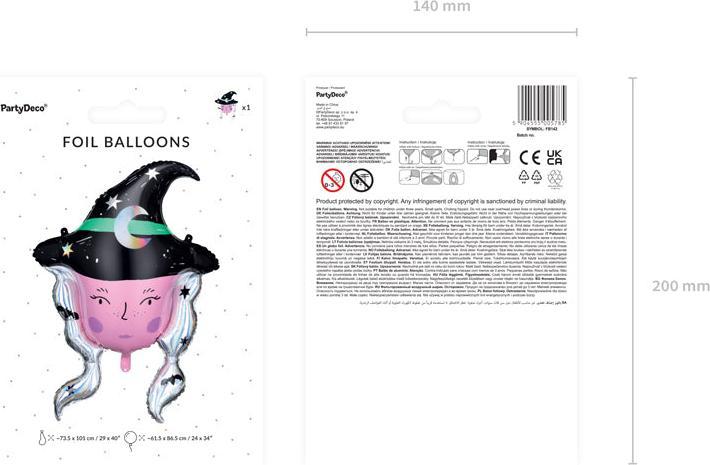 Produktbild Partydeco Alu-Ballon - Hexe (1 x)