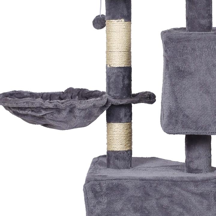 Actual product image Wiltec Cat Tree Light-grey with Paw-design 145cm Scratching Post with Hammocks, Cat Houses, & Play Ball (145 cm, Light grey)