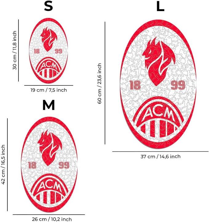 Produktbild Iconic AC Milan - Retro Logo - Holz Puzzle Grösse L (500 Teile) (500 Teile)