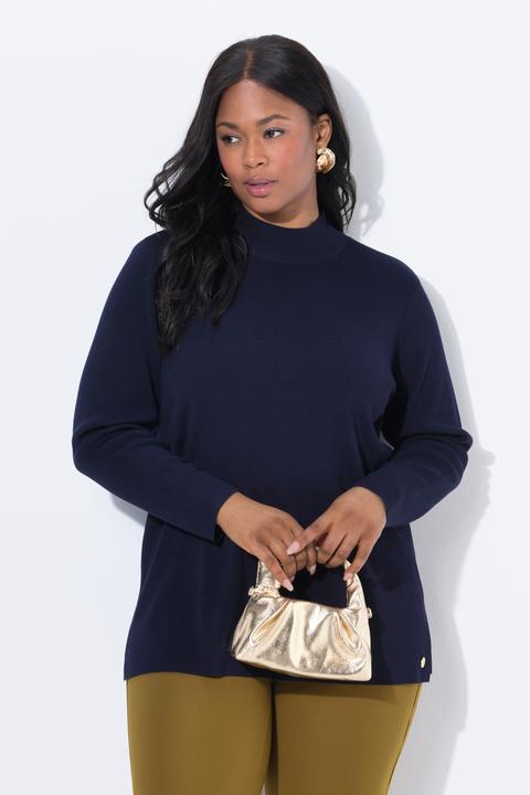 Produktbild Ulla Popken Pullover, Ripp-Stehkragen, Langarm, Feinstrick (58)