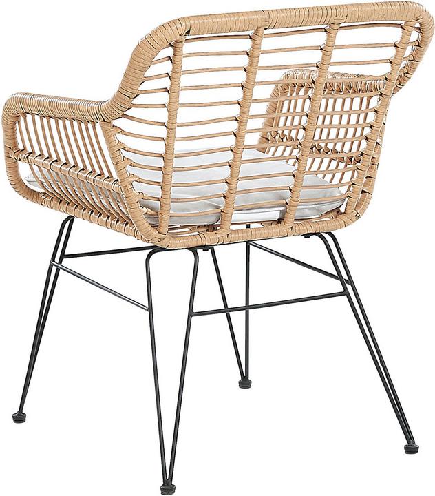 Actual product image Beliani Balcony Set Rattan Natural 2 Chairs Cushions Light Grey TRESTINA (40 cm)