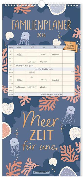 Familienplaner 2026 MeerZeit für uns. (22 x 48 cm, Harter Einband, Deutsch)