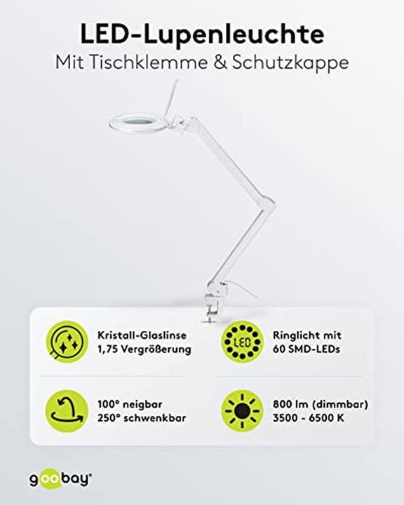 Image du produit Goobay Lampe loupe à pince à LED, 10 W