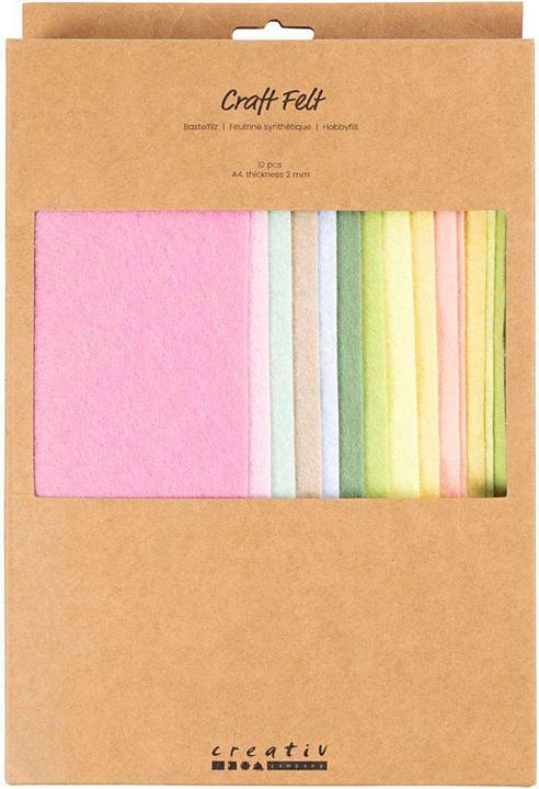 Immagine prodotto Creativ Company Bastelfilz 10 Stück, Sortiert, Pastell, Detailfarbe