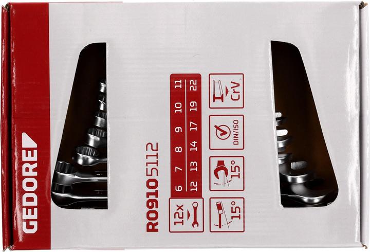 Produktbild Gedore Red red Ring-Maulschlüssel-Satz, 12-teilig, SW 6-22, Chrom-Vanadium-Stahl, Silber (8 mm, 19 mm, 29 mm, 10 mm, 7 mm)