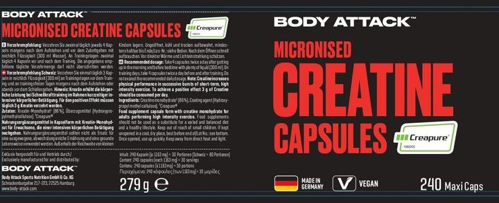 Actual product image Body Attack Muscle Creatine (240 pcs., Capsules)