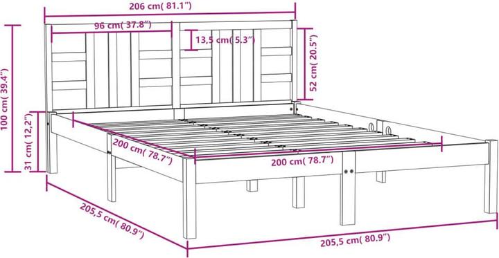 Produktbild vidaXL Bettrahmen (200 x 200 cm)