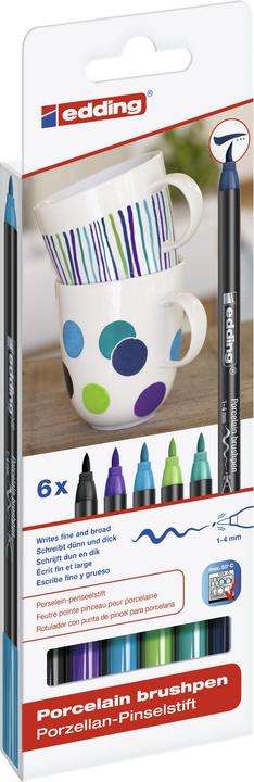 Edding Stylos en porcelaine couleurs froides jeu de 6. (6 x)
