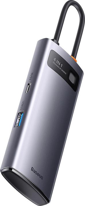 Actual product image Baseus Metal Gleam Series 4-in-1 Multifunctional Type-C HUB Docking Station GrayType-C to USB3.0*4 (USB-C, 4 Ports)