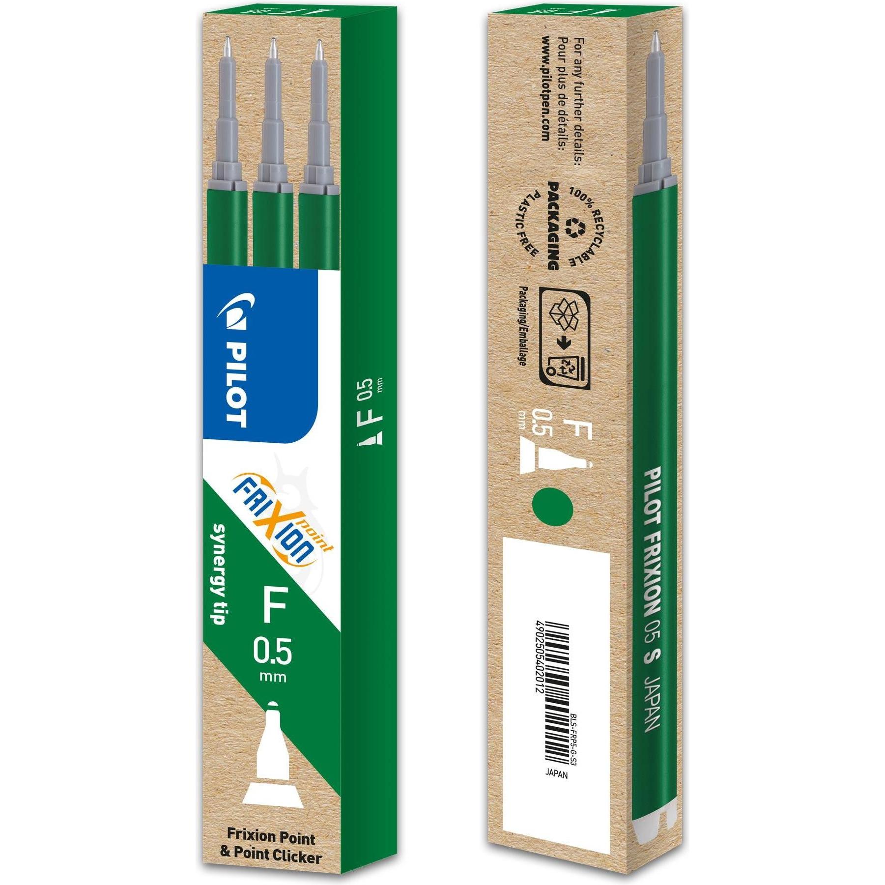 Pilot, Cartucce di ricambio, Ricarica FriXion (3 pz., Verde, 0.30 mm)