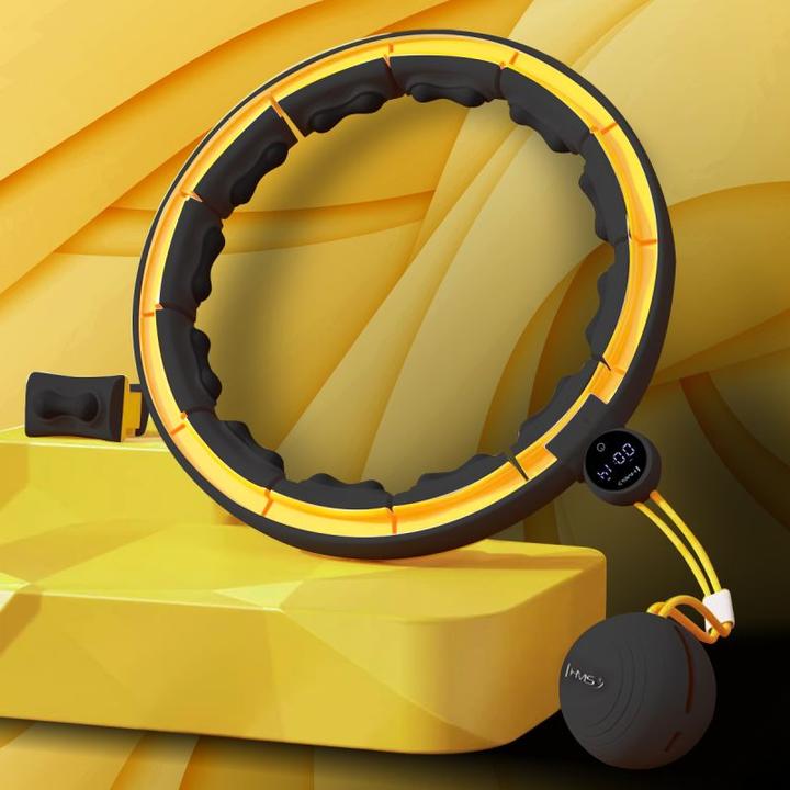 Produktbild HMS Hhm21 Hula Hoop Schwarz/Gelb Mit Magneten Tpe Stollen Und Gewicht + Zähler (100 cm, 1500 g)
