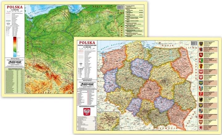 Actual product image Desk pad - physical-administrative map. Poland