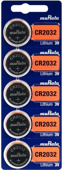 Murata Lithium-Knopfzelle CR 2032 (5 Stk., CR2032, 220 mAh)