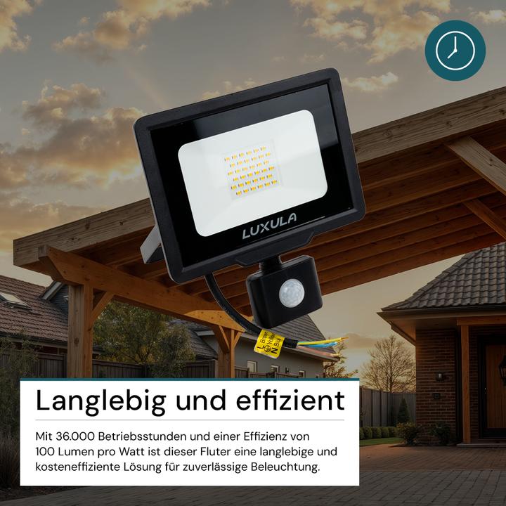 Actual product image Luxula LED-Fluter mit Bewegungsmelder (3000 lm, E27, IP65)