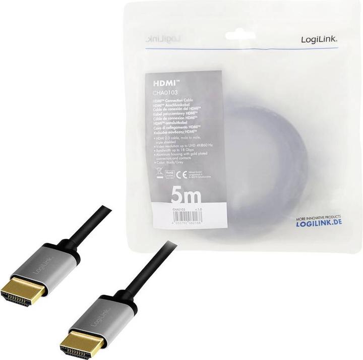 Actual product image LogiLink HDMI-A – HDMI-A (5 m, HDMI, 2.0)