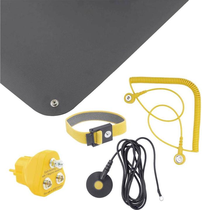 Produktbild Bernstein ESD Handling Set 5-tlg Matte schwarz (610x450x1,5)Armband 2 Kabel Erdungsstecker (Statikschutz)