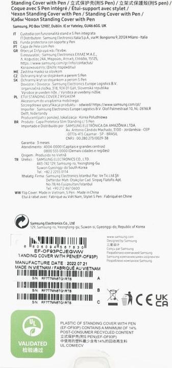 Nährwerte und Zutaten Samsung Standing Case mit Stift (Samsung Galaxy Z Fold4)