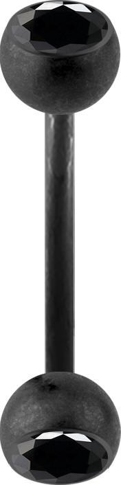 Produktbild Star Piercing Micro Banane schwarz matt mit zwei Kristallkugeln schwarz (Chirurgenstahl 316L, ohne Messing)