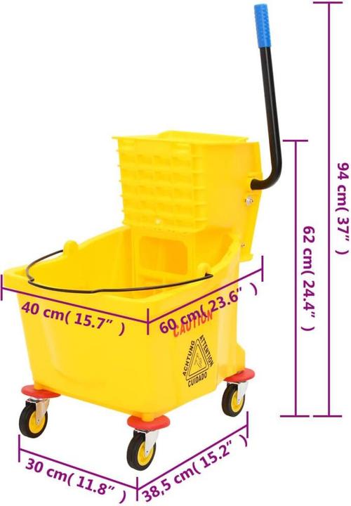 Produktbild vidaXL Mopp-Eimer mit Presse und Rollen Gelb 36 L Polypropylen (1 Stk.)