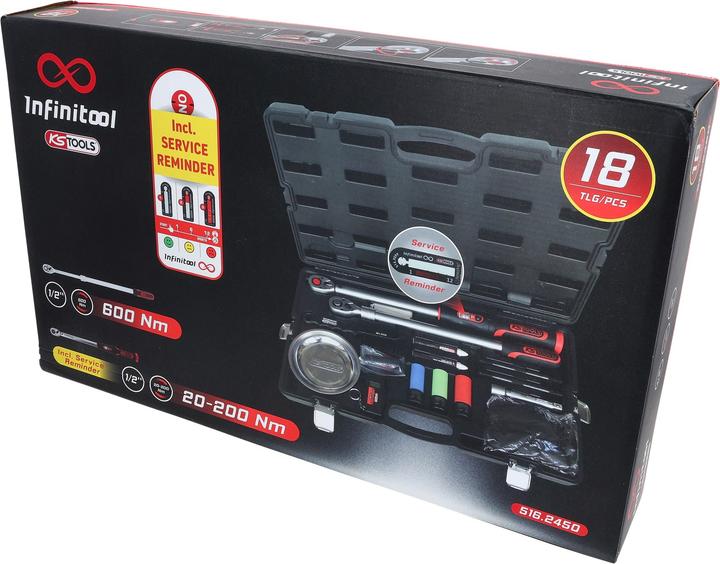 Productafbeelding KS Tools 516.2450 MASTER Radwechsel-Service-Satz mit 1/2" INFINITOOL Ratschen-Dr (1/2", 20 - 200 Nm)