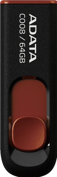 Actual product image Adata USB 2.0 Stick C008 Black/Red 64GB (64 GB, USB-A)