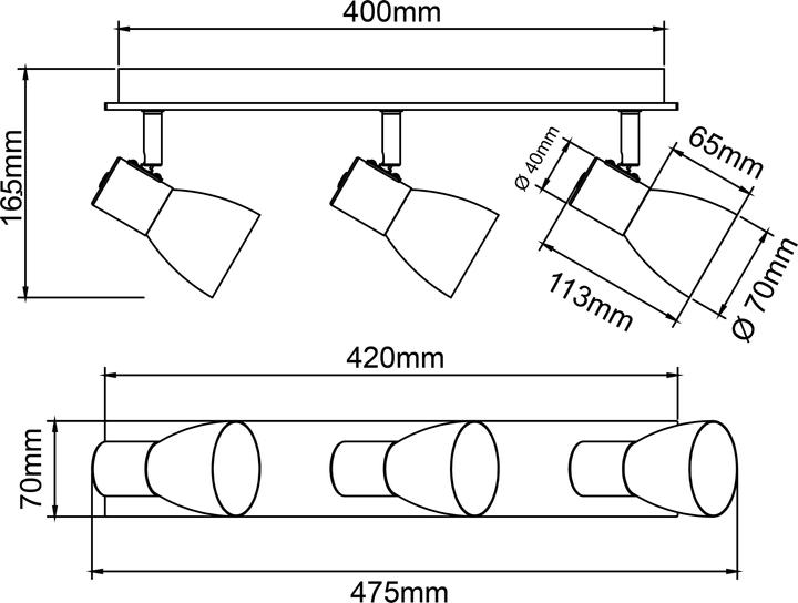 Produktbild Brilliant Daintree Spotbalken 3flg weiss/natur (E14)