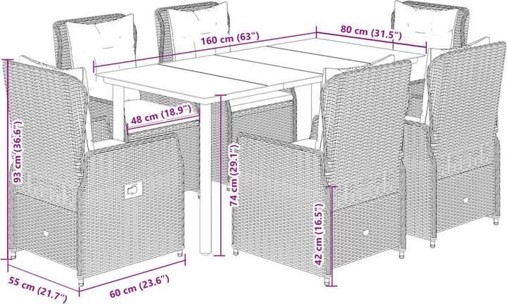 Produktbild vidaXL Garten Essgruppe (160 x 80 x 74 cm)