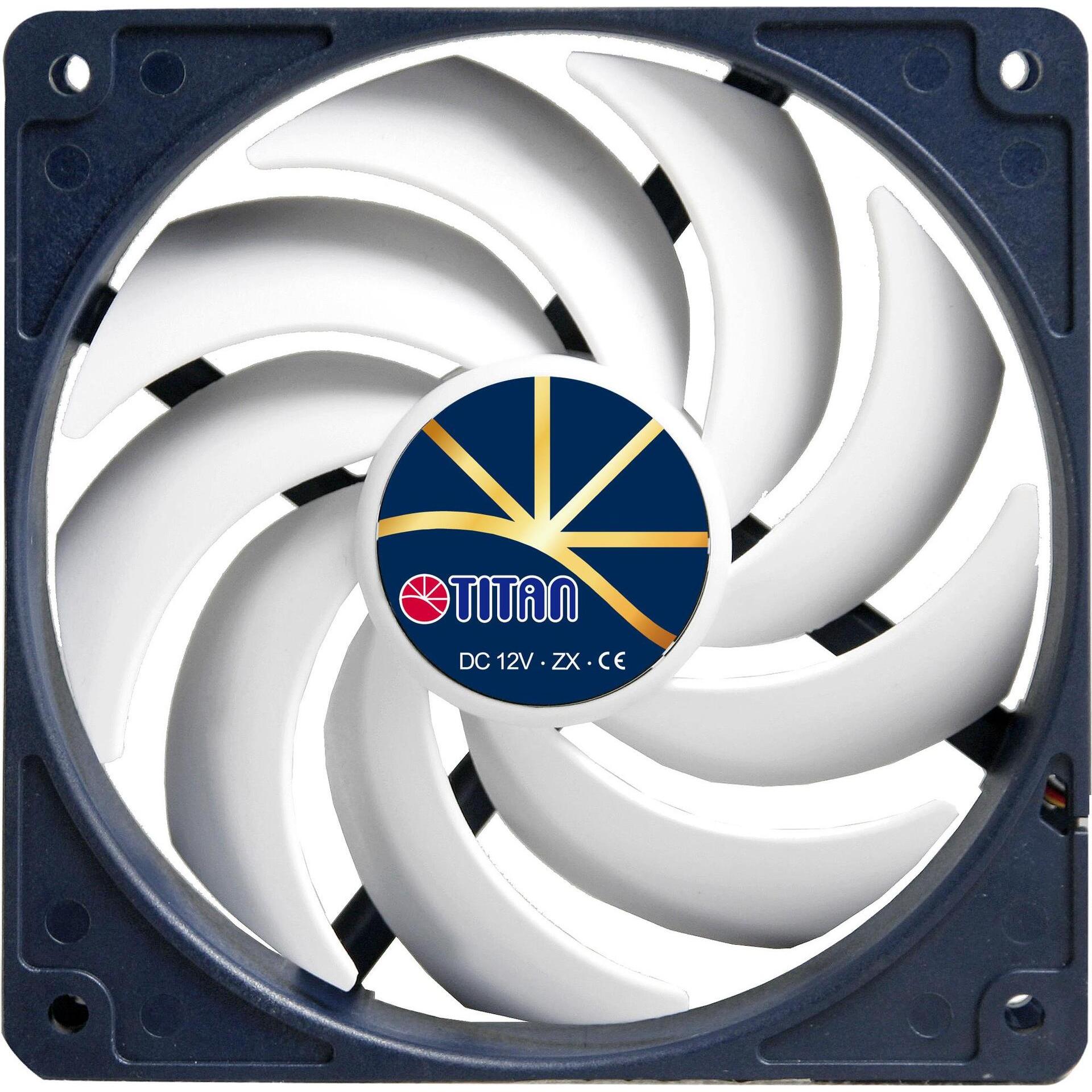 Thumbnail - Titan TFD-12025H12ZP/KE(RB) Lüfter 120x120x25mm, Extreme Silent Fan, mit PWM, leise (120 mm), PC Lüfter, Schwarz, Weiss