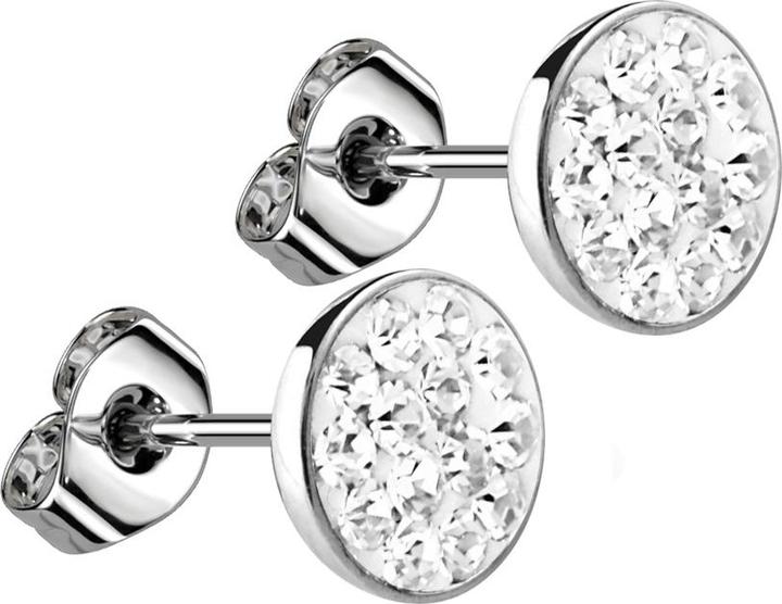 Star Piercing Ohrstecker silber Teller Kristall silber (ohne Messing, Chirurgenstahl 316L)