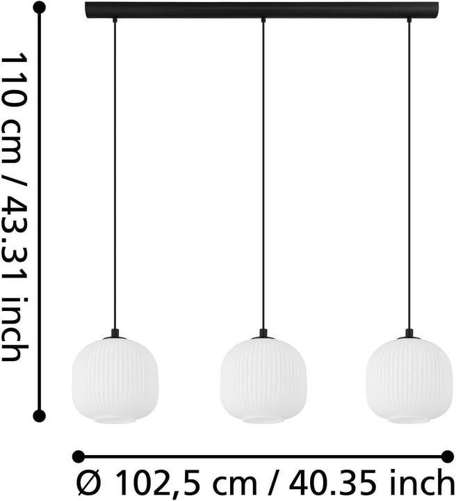 Image du produit EGLO Suspension MANTUNALLE 3x E27, noir/blanc (E27)