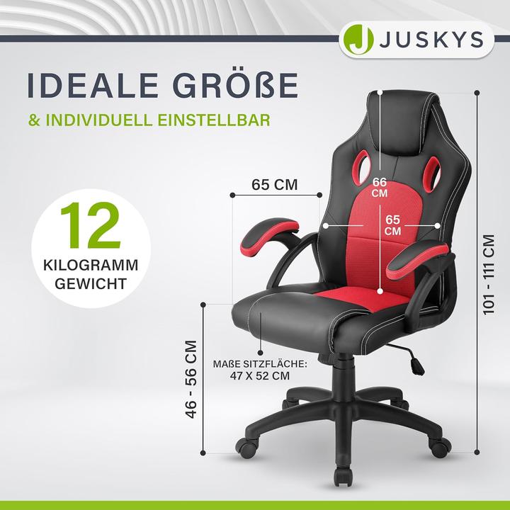 Actual product image Juskys Ergonomischer Racing Schreibtischstuhl Montreal