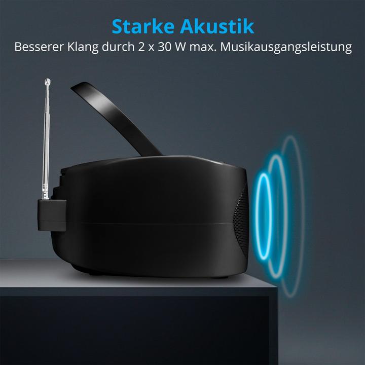 Image du produit Medion E65010 - Radio - CD - Cassette - Lecture MP3 - FM - USB - AUX - 2 x 30 W - Noir (FM)