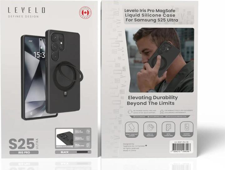 Actual product image Levelo Iris Pro Magsafe Liquid Silicone Case For Samsung S25 Ultra - Black (Samsung Galaxy S25 Ultra)