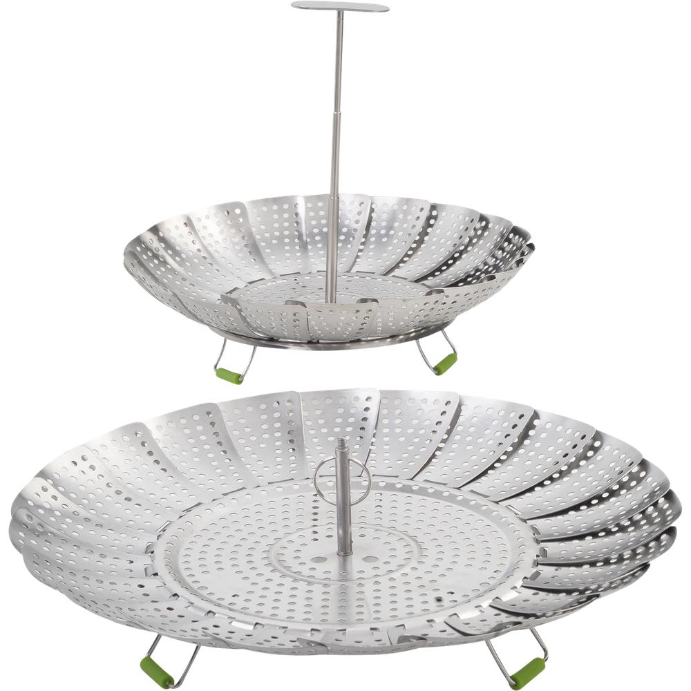 EVA Inserto a vapeur 2en1 acier inoxydable sur pieds en silicone ø 18,5 / 28 cm, Accessori per pentole e padelle, Argento