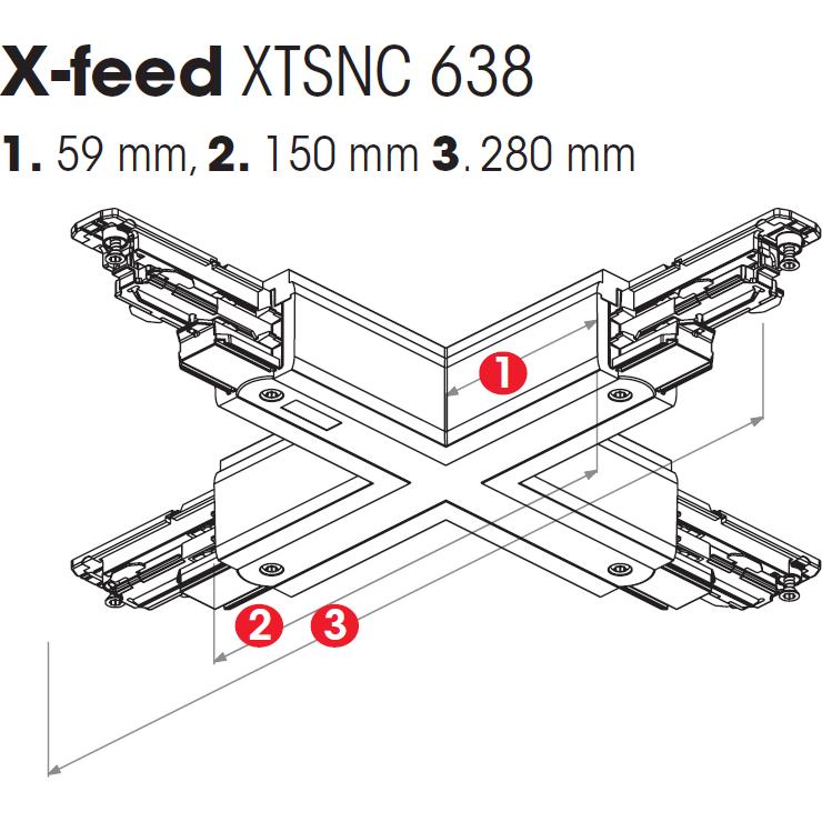 Nordic, Zubehör Beleuchtung, Global Trac X-Verbinder 3-Phasen DALI XTSNC638-1 grau