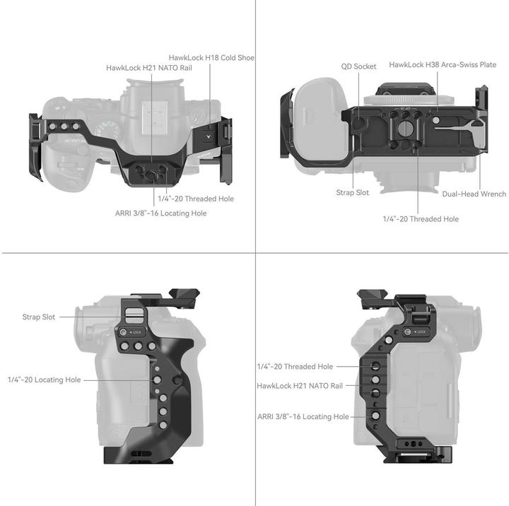Actual product image SmallRig HawkLock Quick Release Cage for Canon EOS R6 Mark II 4159B (Cage)