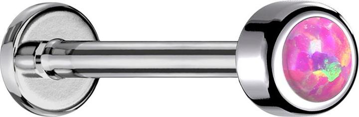 Image du produit Star Piercing Micro Labret femelle argenté cylindre avec opale rose (Titane, sans laiton)