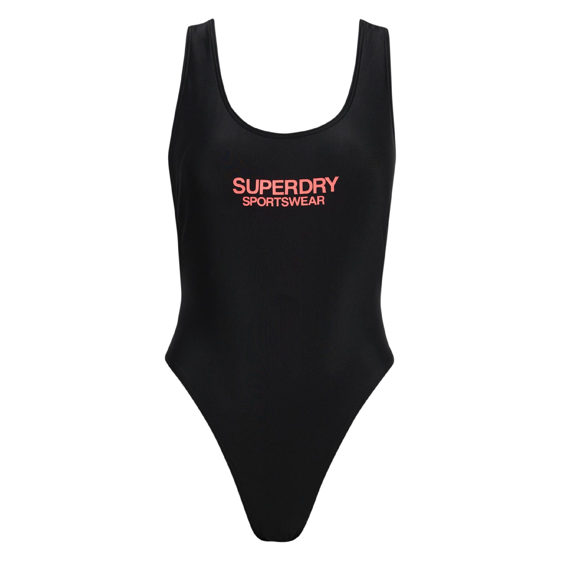 Superdry, Damen, Badeanzüge, Elastischer Badeanzug Mit Tiefem Rückenausschnitt, Schwarz, (10XL)